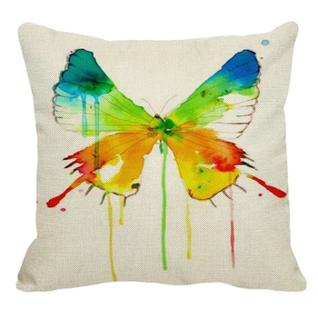 XUNYU Kvalitnú Módu Akvarely Krásne Butterfly Umenie Vankúš Sofa Dekoratívne Béžová Bielizeň, obliečky na Vankúš