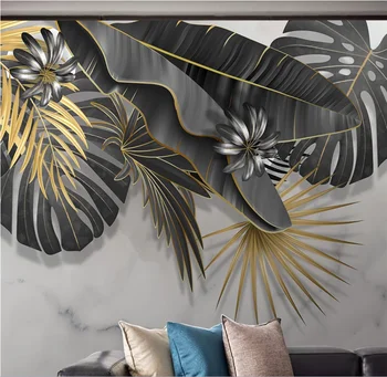 Xuesu Nordic ručne maľované tropických rastlín listy mramorový vzor na pozadí na stenu vlastnú tapetu 8D nepremokavé steny pokrýva