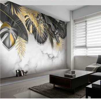 Xuesu Nordic ručne maľované tropických rastlín listy mramorový vzor na pozadí na stenu vlastnú tapetu 8D nepremokavé steny pokrýva