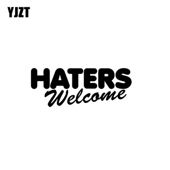 YJZT 12.4 CM*5 CM HATERS VITAJTE Osobnosti Vinyl Auto-styling Grafické Kotúča, Auto Nálepky, Čierna/Strieborná C11-0520