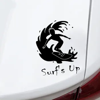 YJZT 12.5 CM*17.4 CM Surfovanie Surf ' s Up Citát Surfistov Surf Vinyl Auto-Styling Auto Nálepky Čierna/Strieborná C31-0219