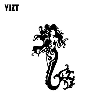 YJZT 8.6*13.3 CM Legendárny Romantické Morská panna Odtlačkový Čierna/Strieborná Vinyl Pokrývajúce Telo, Auto Nálepky, C20-1196