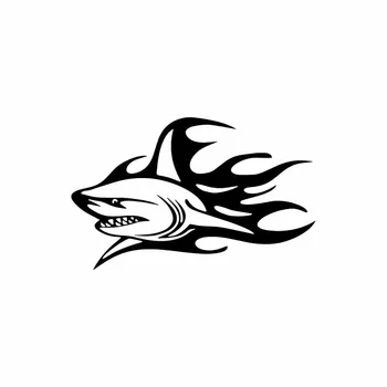 YOJA 24.6X15.2CM Zábavné Wc Nálepky Shark Plameň Útok morský Rybolov Stenu Odtlačkový Domova T5-0319
