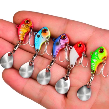 YUCONG 1PC Spoon Spinner 6-15-28g Jig Fishing Lure VIB Hard Bait with Rotating Sequin&BKB Hook Trout Winter Fishing Tackle Pesca