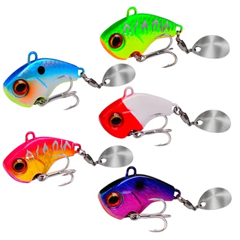 YUCONG 1PC Spoon Spinner 6-15-28g Jig Fishing Lure VIB Hard Bait with Rotating Sequin&BKB Hook Trout Winter Fishing Tackle Pesca