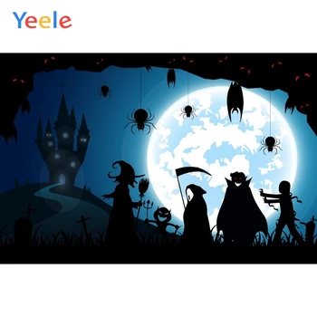 Yeele Šťastný Halloween Pozadie Čarodejnice Kúzelník Tomb Bat Mesiac Hrad Prispôsobené Vinyl Fotografie Pozadia Pre Photo Studio