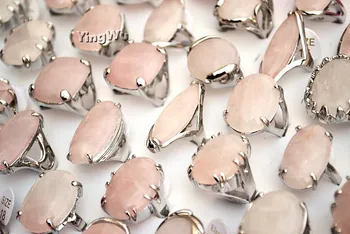 Yingwu Nové Štýlové Strieborné Pozlátené Oválne Mix Crystal Kameň Nadrozmerná Rose Quartz Krúžok Módne Šperky Krúžok 10pcs Veľa