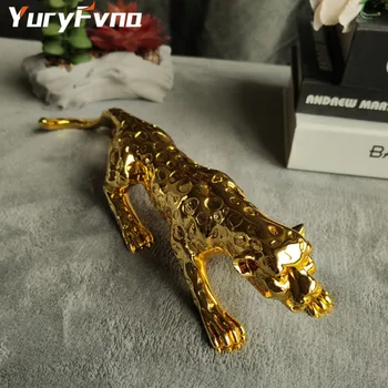 YuryFvna Moderné Abstraktné Zlato Panther Geometrické Sochárstvo Živice Leopard Socha Voľne Žijúcich Živočíchov Dekor Darček Plavidlá Ornament Príslušenstvo