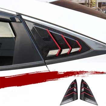 Zadné Okno Trojuholníkové Uhlíkových Vlákien s Červenou čiarou, na Honda Civic 10. 2017 2018 2019 Žalúzie Trojuholníkové Okno Ochrany