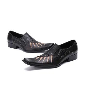 Zapatos hombre black špicatý mokasíny prekladané mens ukázal prst šaty topánky talianskej kože sapato spoločenské topánky značky mužov trvá