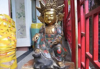 Zberateľskú bronzová socha leva S0175 Tibete Budhizmus Ľudovej Klasické Medené cloisonne Bódhisattva GuanYin Buddha
