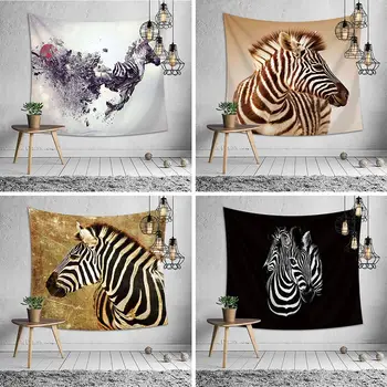 Zebra Akvarel Gobelín Mikrovlákna Textílie Dekoratívne Nástenné Závesné Zvierat Vytlačené Bedlinen Obrus Domov Posteľ List
