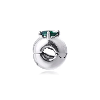 Zelená Kolo Solitaire Klip Charms Hodí Pandora Náramok Originál 925 Sterling Silver Kovové Korálky DIY Šperky Čo 2021 Nové