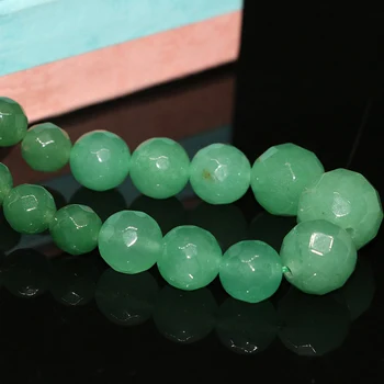 Zelený kameň jades chalcedony 6-14 mm prírodný kameň jades tvárou okrúhle korálky reťazca choker náhrdelník pre ženy šperky 18-palcové B642