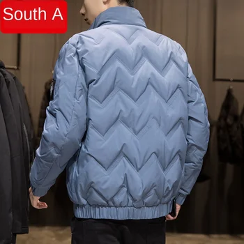 Zimná páperová bunda pánská bunda nové módne značky trend mládež krátke zimné oblečenie tenké, hrubé oblečenie