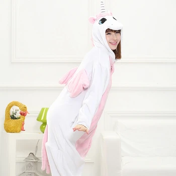 Zimné Jednorožec Pajama sady Ženy Pajama Kigurumi Onesies Pre Dospelých oblečenie pre voľný čas Zvierat Pyžamo Cartoon Cosplay Sleepwear