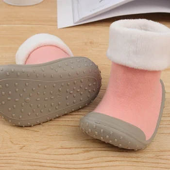 Zimné dieťa, chlapec, dievča ponožky Anti-slip Ponožky kroky Podrážkou Poschodí Batoľa detský Krok Gumy Dieťa S Kožené Vnútorné