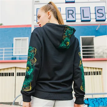 Zimné príliv značky vyšívané drak vzor Čínsky štýl tričko muži a ženy môžu nosiť pár hoodies módne oblečenie mikiny