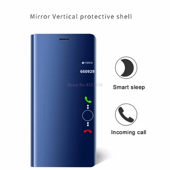 Zrkadlo Smart Case Pre Galaxy J4 SM-J400F Kože Flip puzdro Pre Samsung Galaxy J6 SM-J600F Stojan, Kryt pre galaxy j6 j4 2018 box