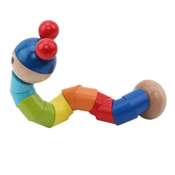 Zábavné Farebné Drevené Caterpillar Detí Vzdelávacie Premenlivé Twist Hračky Anti-Stres Praktické Vtipy Deti Darček