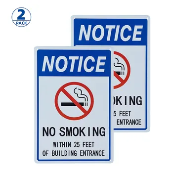 Zákaz Fajčenia V 25 Stôp Stavebných Vstup Sign - 2 Pack Hrdze Chránené pred UV žiarením,Poveternostným vplyvom a odolnosť voči blednutiu