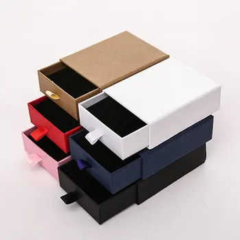 Zásuvky Typ Balenie Box Klasické Jednoduché Jednofarebné Príslušenstvo Šperky Náhrdelníky Náušnice Držiak Displeja Papierové Darčekové Krabičky