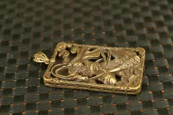Ázijské staré medené strane rezbárstvo Sun Wukong Socha prívesok náhrdelník dekorácie