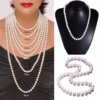 Úžasné Ceny Elegantné Kolo Perlový Náhrdelník,Vysoko Kvalitné, Prírodné Sladkovodné Perlový Náhrdelník pre Ženy Jemné Pearl&Strieborné Šperky