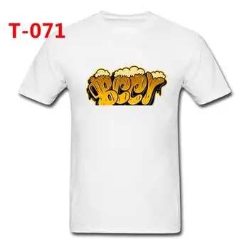 Úžasné graffiti štýl dizajnu Pivo Žltý List Vytlačiť T-shirts Hombre Crewneck Voľné Mužov tričko Strany Chlapcov Najlepší Darček Topy Tees