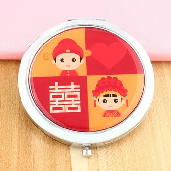 Červený Čínsky Štýl, Dvojité Šťastie Lásku Pár Prenosné Zrkadlo Na Líčenie Svadobné Prospech Darček Hosť Suvenírov Svadobné Dodávky