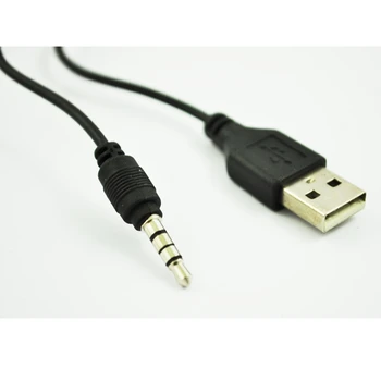 Čierna USB Typ 3,5 mm Jack Konektor Zvuku Dátový Kábel pre MP3, Mp4