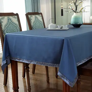 Čisté Farby, Vyšívané Obdĺžnikový Stôl Handričkou High-grade Zlaté Modrý Štvorec Okrúhly Obrus Home Party Dekorácie Zahŕňa
