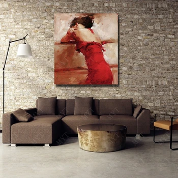 Čínske Dievča Krásna Červené Šaty olejomaľba na Plátne Moderného Obývacej Miestnosti Dekorácie Lacné Moderné Nástenné Art č Rámovanie