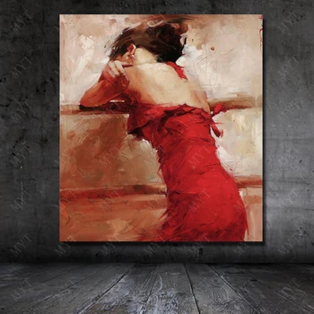 Čínske Dievča Krásna Červené Šaty olejomaľba na Plátne Moderného Obývacej Miestnosti Dekorácie Lacné Moderné Nástenné Art č Rámovanie