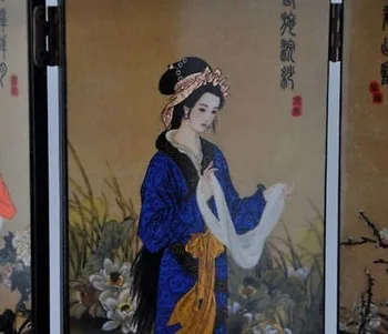 Čínsky drevené obrazovky, maľované Čínsky štyri krásne ženy