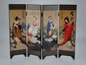 Čínsky drevené obrazovky, maľované Čínsky štyri krásne ženy