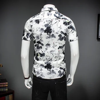 Čínsky štýl, atramentová maľba tlač módne bežné krátke puzdre tričko v Lete Roku 2019 Novú kvalitu bavlny, mäkké pohodlné tričko mužov