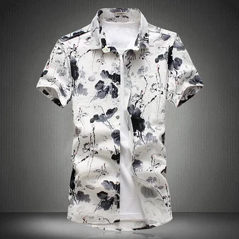 Čínsky štýl, atramentová maľba tlač módne bežné krátke puzdre tričko v Lete Roku 2019 Novú kvalitu bavlny, mäkké pohodlné tričko mužov