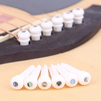 ŠIJE-6Pcs Dobytka Kosti Materiál Akustická Gitara Most Kolíky s Pearl Shell Dot pre Akustické Ľudovej Gitarové Príslušenstvo