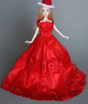 Šaty + klobúk/závoj + rukavice/Set Nádherná Princezná Šaty Svadobné Šaty, Oblečenie Oblečenie, Oblečenie Pre 1/6 Hračka Bábika Barbie Vianoce