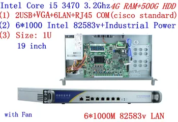 Širokopásmové pripojenie VPN Router 1U Firewall Server s 6*Gigabit lan Intel Core I5 3470 3.2 G 4G RAM HDD 500G Mikrotik PFSense SNSĽP atď