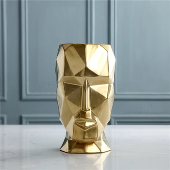 Škandinávska Keramika Váza Geometrické Origami Abstraktné Zlaté Ľudské Hlavy Vázy Kvet Usporiadanie Remesiel Figúrky Domáce Dekorácie