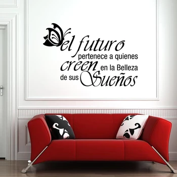 Španielsky Vinyl na Stenu-Nálepky Sny s Butterfly Citát Wall Art Obtlačky Tapety Obývacia Izba Domova Plagát Dom Dekorácie
