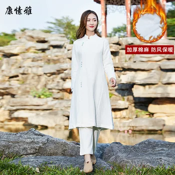 Ženy Bielizeň Tai Chi Meditácie Uniformy Zimné Hrubé Rúna Teplé Jogy Tričko+nohavice Príležitostné Cvičenie Bojových Umení Nastaviť Activewear