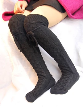 Ženy Jar Zrastov Extra Dlhé Boot Socking Nad Kolená Vysoké Teplé Ponožky, Pletené Nad Kolená Čierna Biela Červená Dlho Teplé Vysokej Tesné