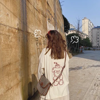 Ženy Roztomilé prasiatko tlačiť Bežné Biele tričko Mladé Dievča Študent Long-sleeve 2020 Lete nové Harajuku Štýl Voľné pulóver Topy