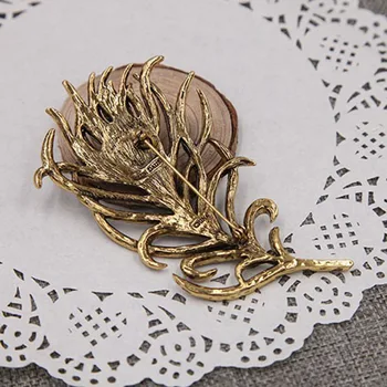 Ženy Vintage Pierko Brošňa Pin Starožitné Crystal Drahokamu Príslušenstvo Šperky