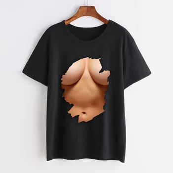 Ženy tričko 2019 fahsion Plus Veľkosť Big Hrudníka T-Shirt Tričko Krátky SleeveT-Tričko Tričko Top
