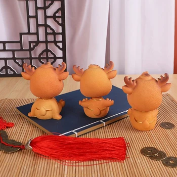 Živica Spanie Dieťa Jeleň Mini 3D Elk Vianočné Ozdoby Roztomilý Výzdoba pre Domov, Záhradu, Auto Xmas Party Stôl Dekorácie Deti Darček