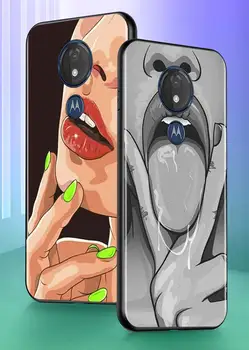 ženy Sexy pery pre Motorola G8 G9 G C7 E6 Jeden Hrať Marco Hyper Fusion Stylus Power Plus Okraj Black Telefón Prípade